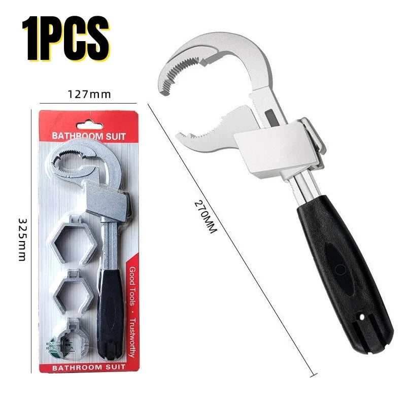 Multifunctional Bathroom Wrench Universal Adjustable Double-ended Wrench Aluminium Alloy Open End Spanner Home Repair Hand Tool