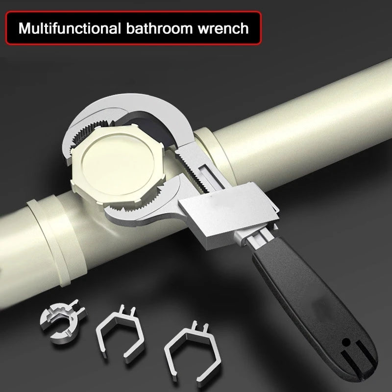 Multifunctional Bathroom Wrench Universal Adjustable Double-ended Wrench Aluminium Alloy Open End Spanner Home Repair Hand Tool